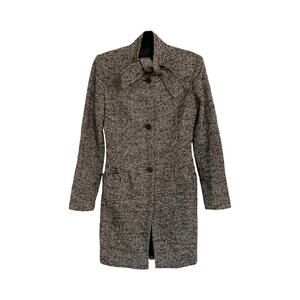 Alessandro Keil Herringbone Tailored Long Coat Mohair Wool Blend USA Size S